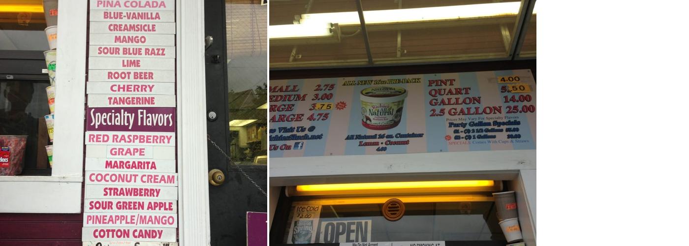 Richie's Classic Italian Slush Menu