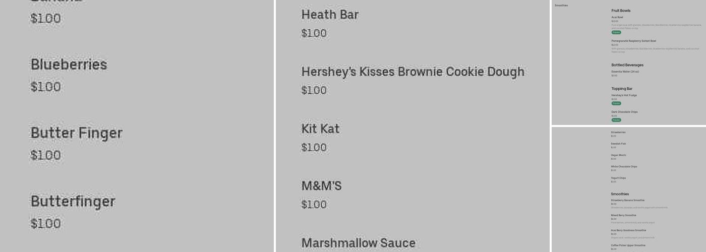 Yogurt Fancy Menu