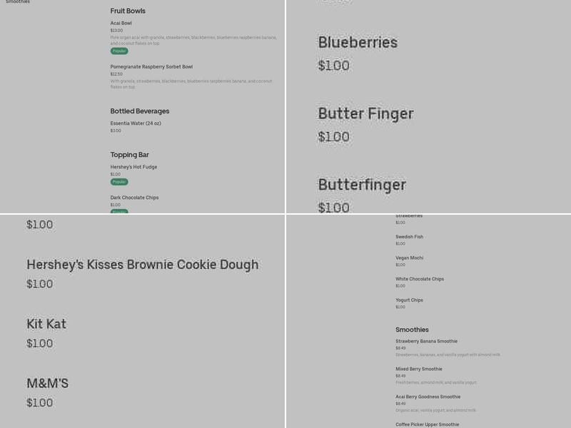 Yogurt Fancy Menu