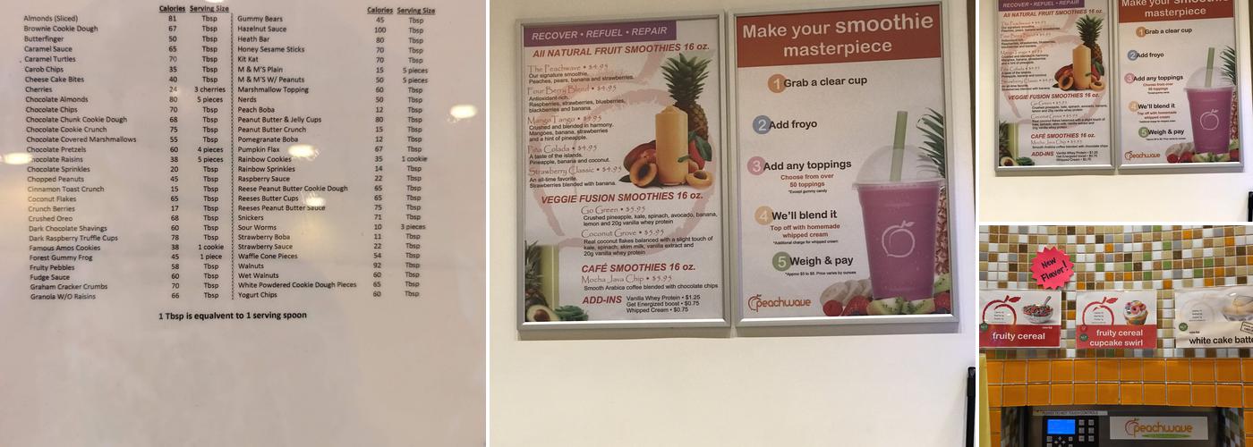 Peachwave Frozen Yogurt Menu