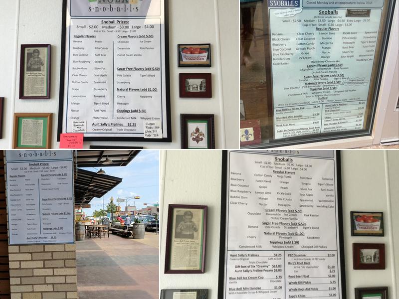 NOLA snoballs Menu
