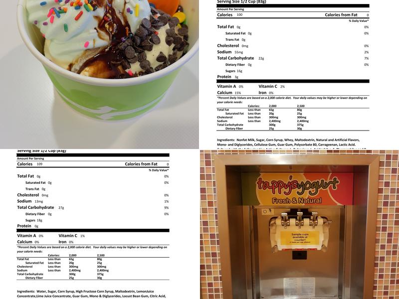 Tappy's Yogurt Menu