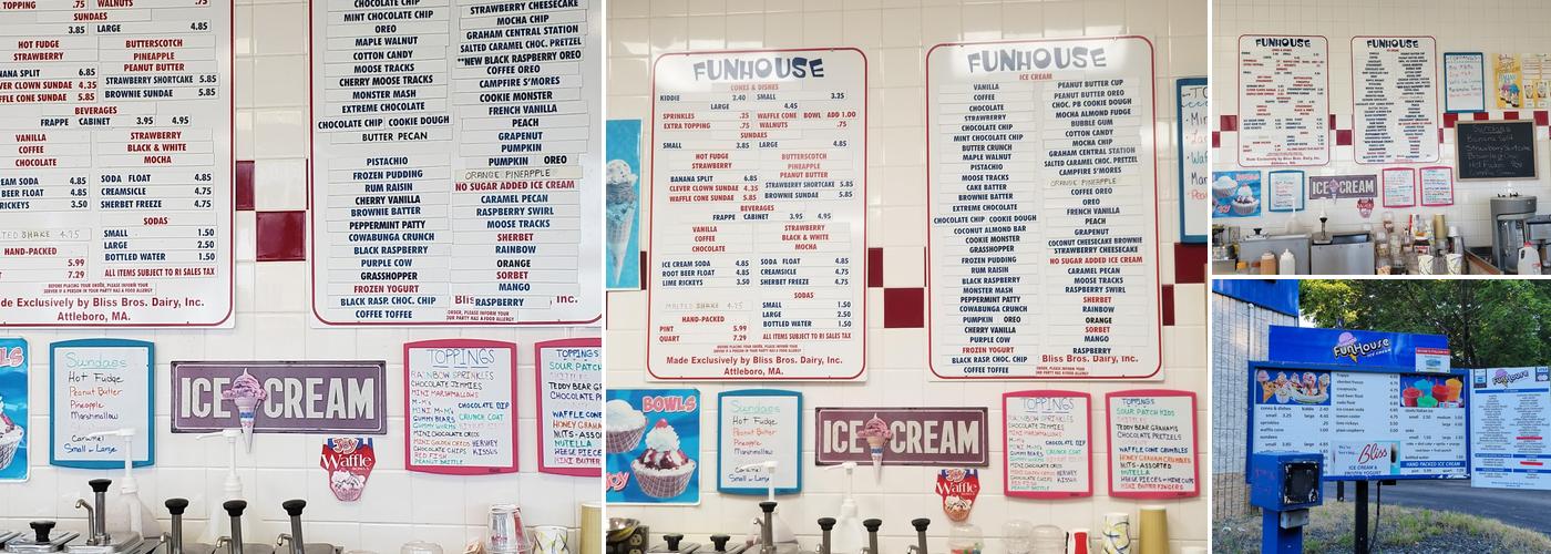 Fun House Ice Cream Shoppe Menu