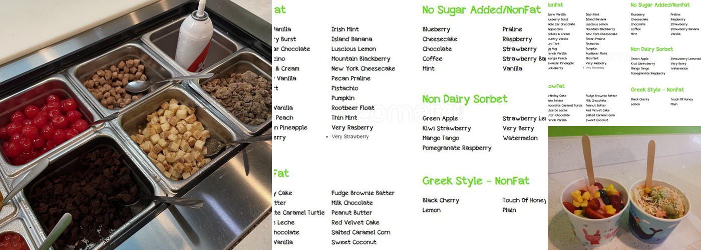 White Cap Frozen Yogurt Menu