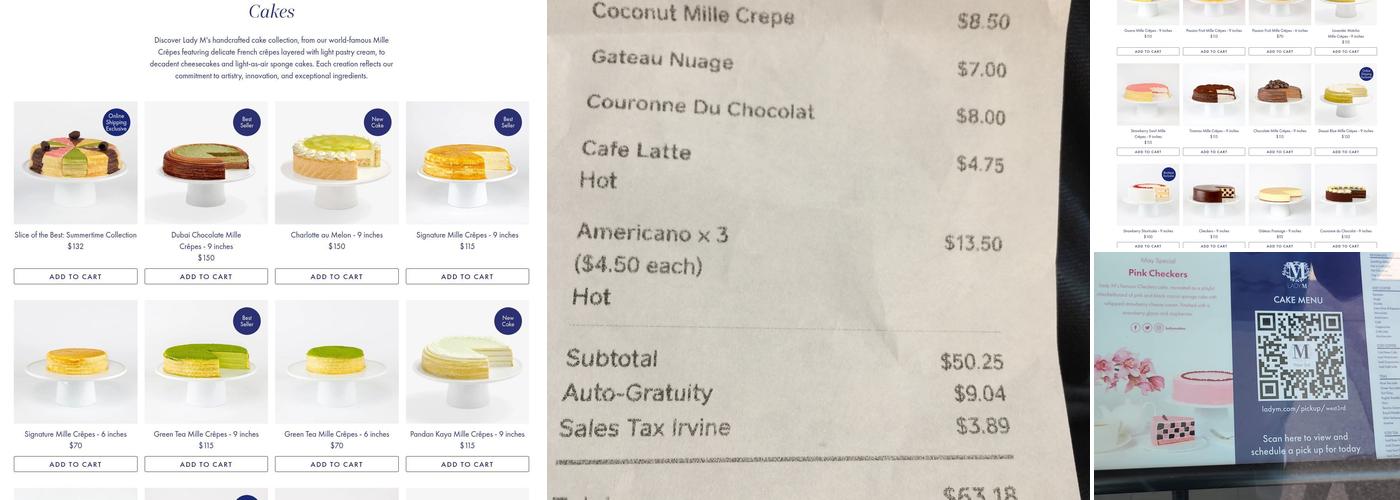 Lady M Cake Boutique - Irvine Menu