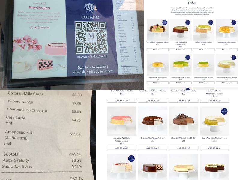 Lady M Cake Boutique - Irvine Menu