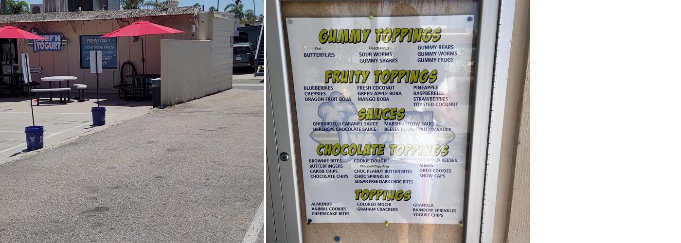 Surf N Yogurt Menu