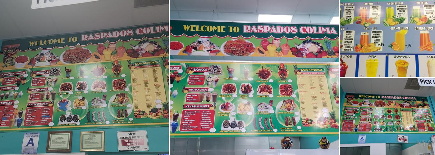 Raspados Colima Menu