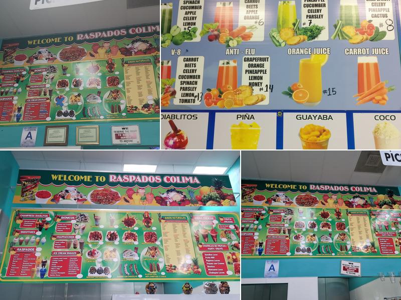 Raspados Colima Menu