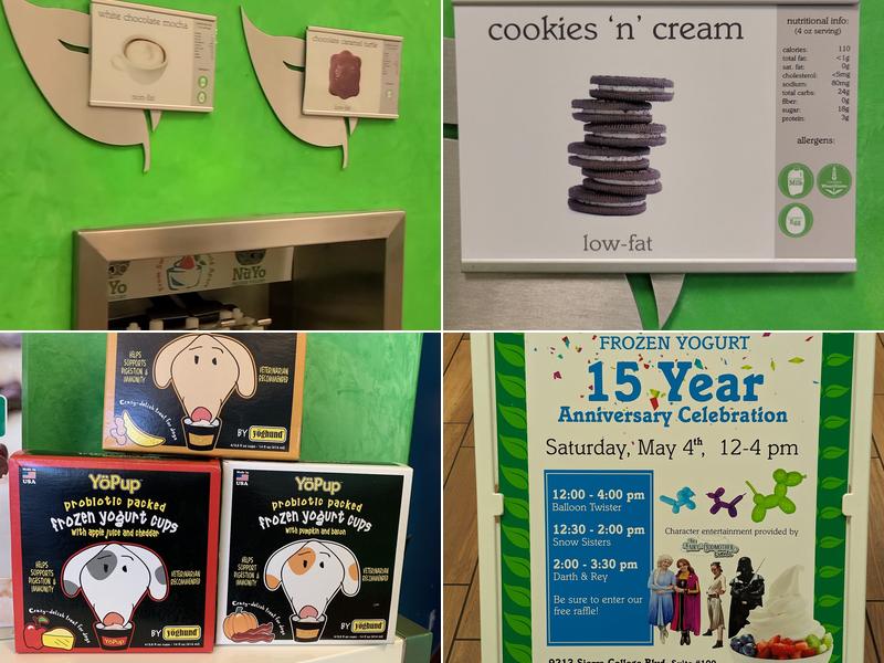 NuYo Frozen Yogurt Granite Bay Pavilions in Roseville Menu