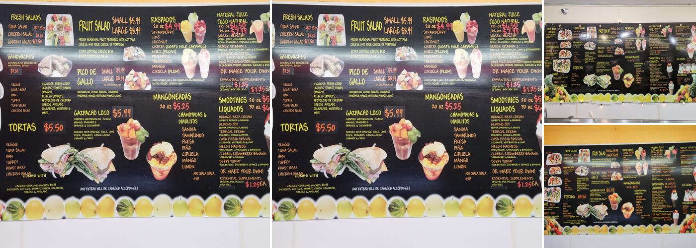 Casa Fiesta Juice Bar Menu