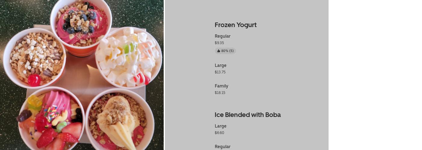 Yogurt Island U-Create Menu