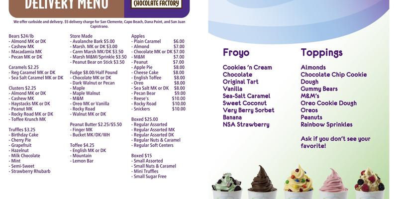 U-Swirl Frozen Yogurt Menu