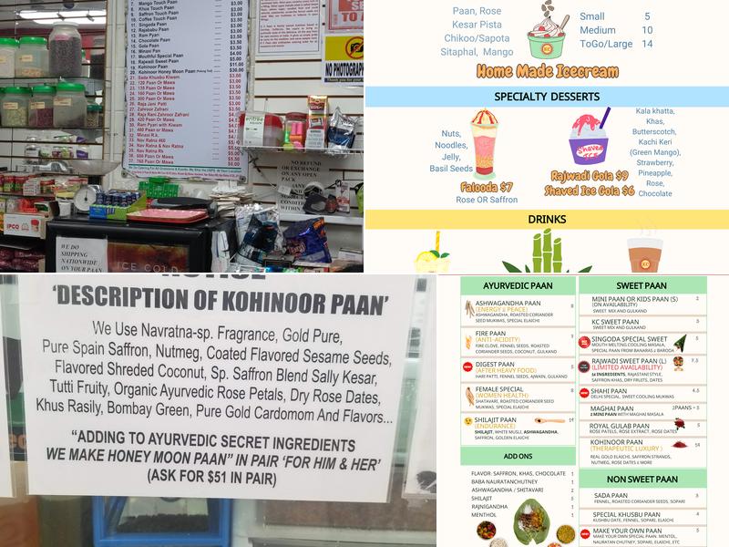 KC Paan & Chaat House Menu