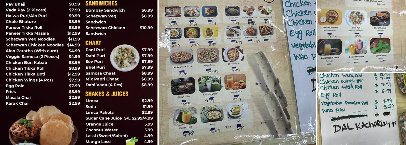 Golden Paan And Chaat House Menu