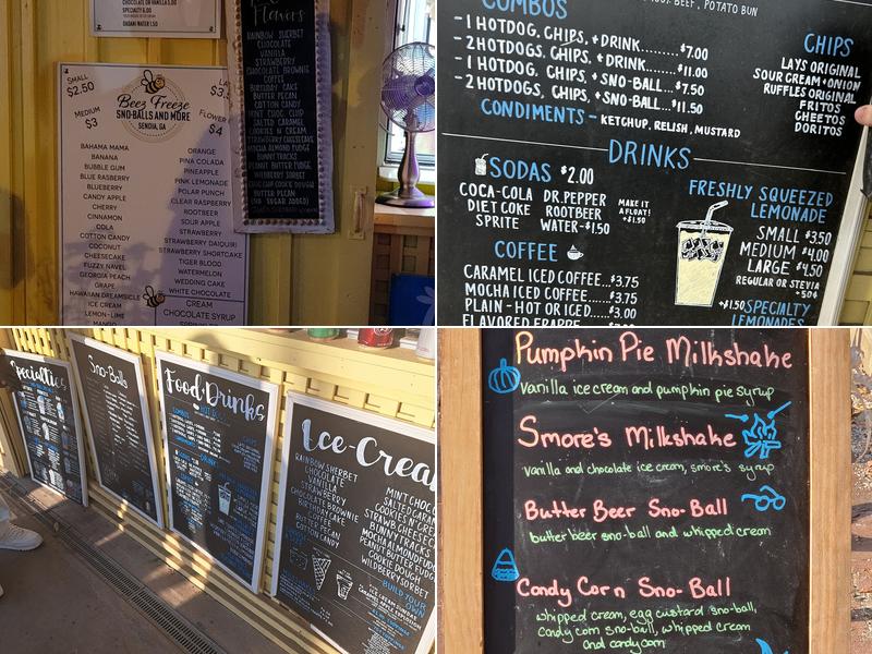Beez Freeze Menu