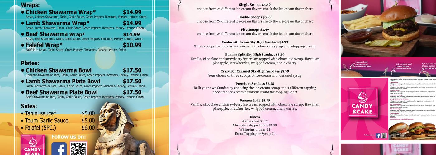 Candy and Cake Menu
