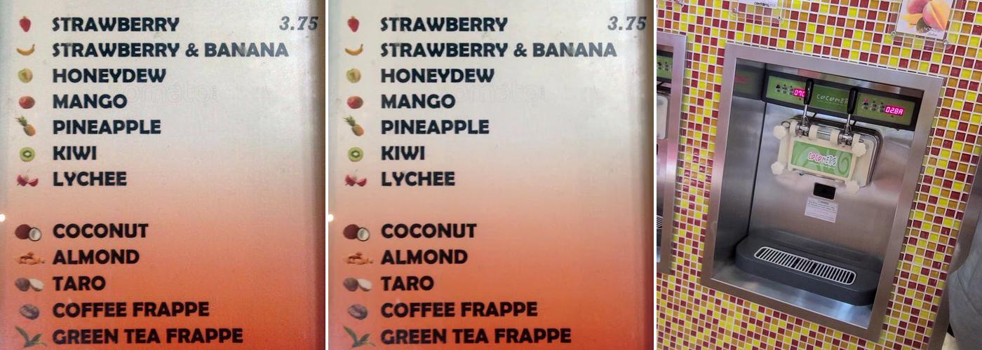 Cocomero Frozen Yogurt Menu