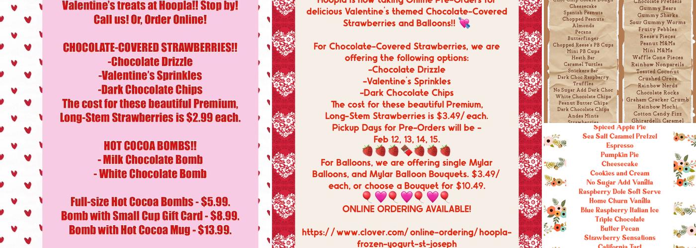 Hoopla Frozen Yogurt - St Joseph MI Menu