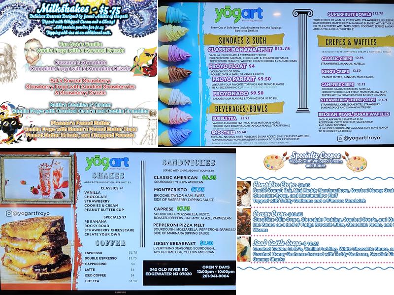 Yogart Frozen Yogurt Studio Edgewater NJ Menu