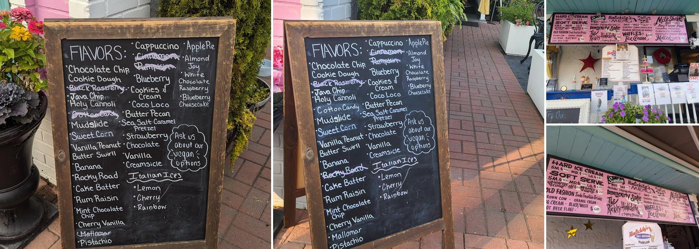 Hinlickity’s Ice Cream Parlor Menu