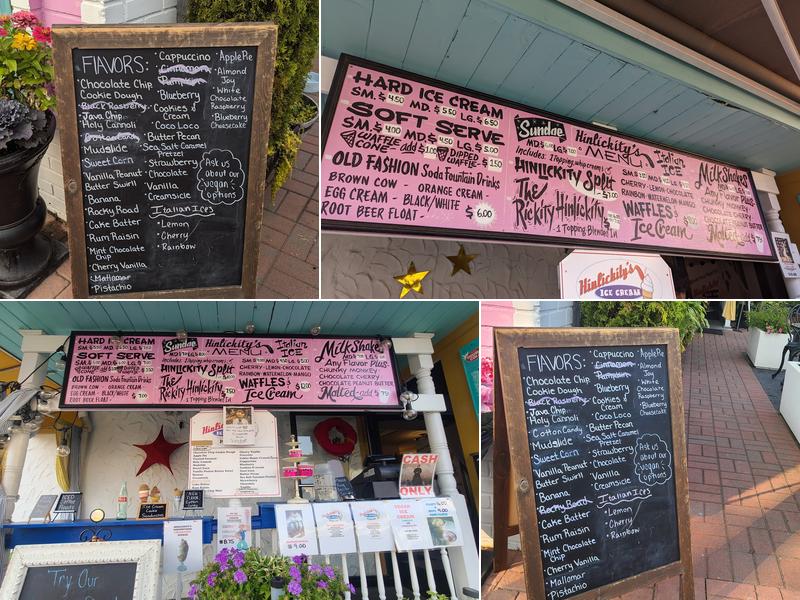 Hinlickity’s Ice Cream Parlor Menu