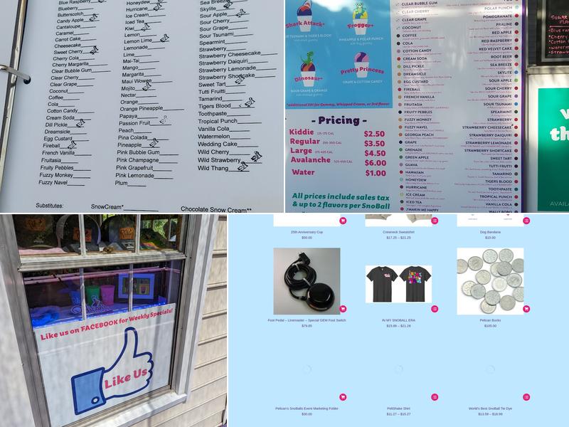 Knightdale Pelican's Snoballs Menu