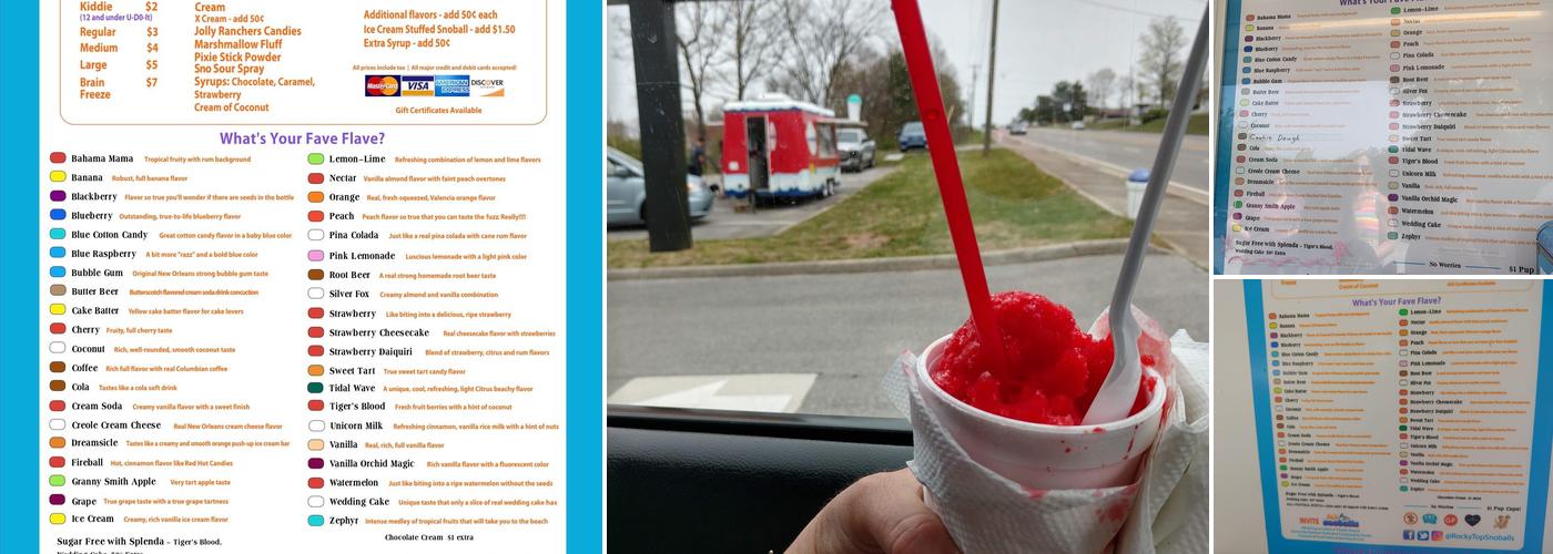Rocky Top Snoballs Menu