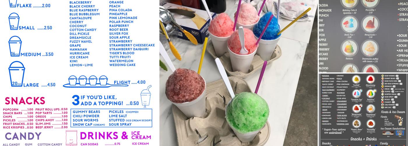 Weekley's Shaved Ice & Snacks Menu