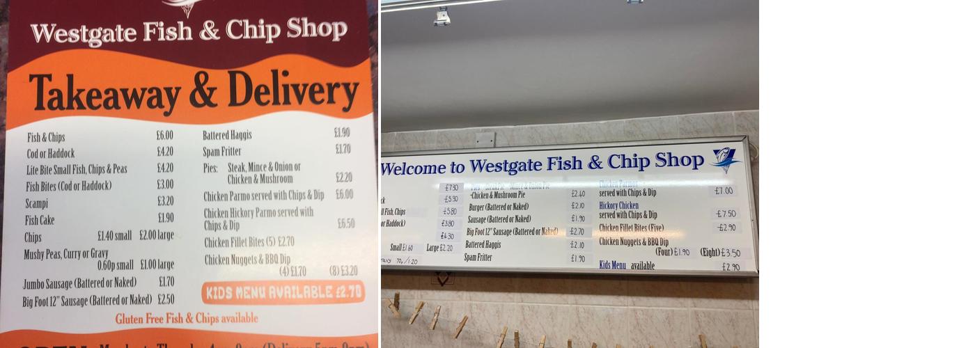 Westgate Fish & Chips Menu
