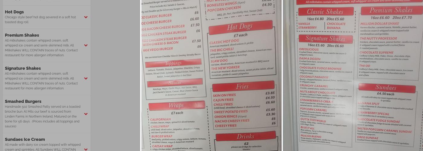 Mil's Wilmslow Menu