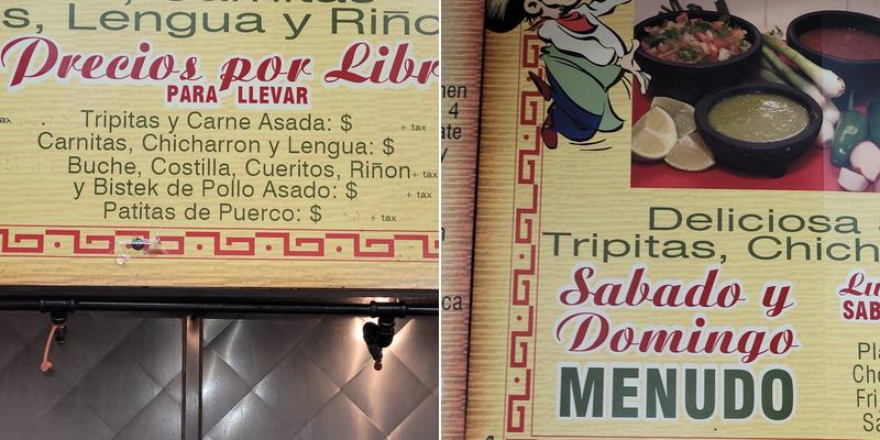 El Unico Meat Market Menu