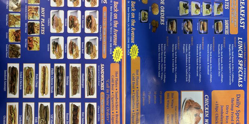 Keys Back on Avenue Menu