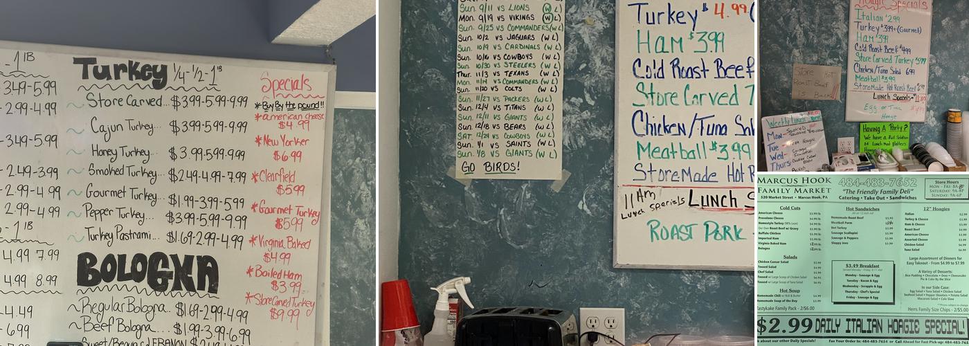 Marcus Hook Deli Menu