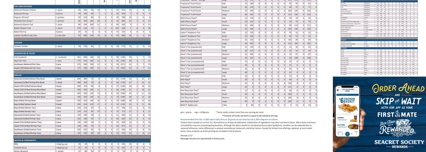 Long John Silver's Menu