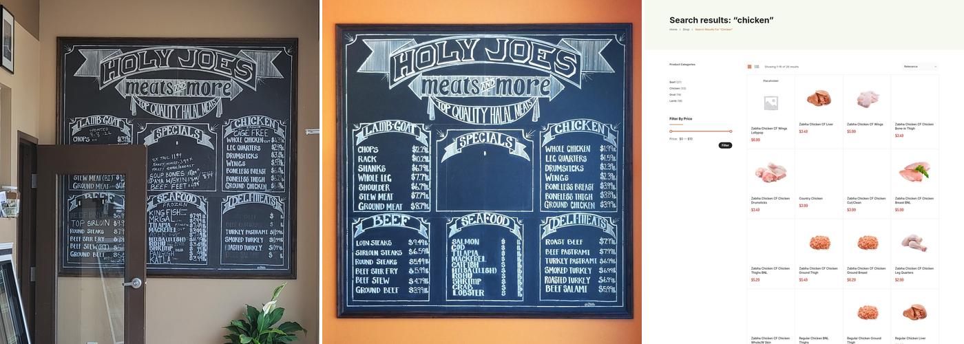 Holy Joes Meats & More Menu