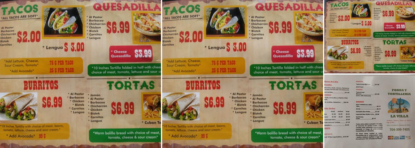 La Villa 2 Menu