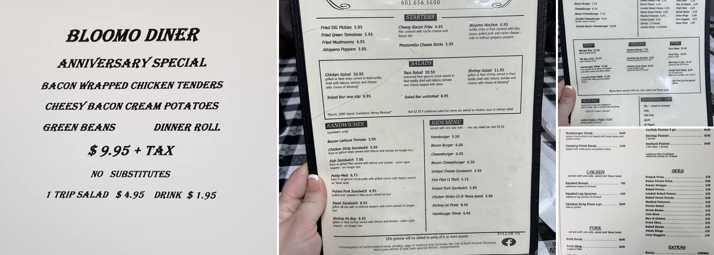 Bloomo Diner Menu