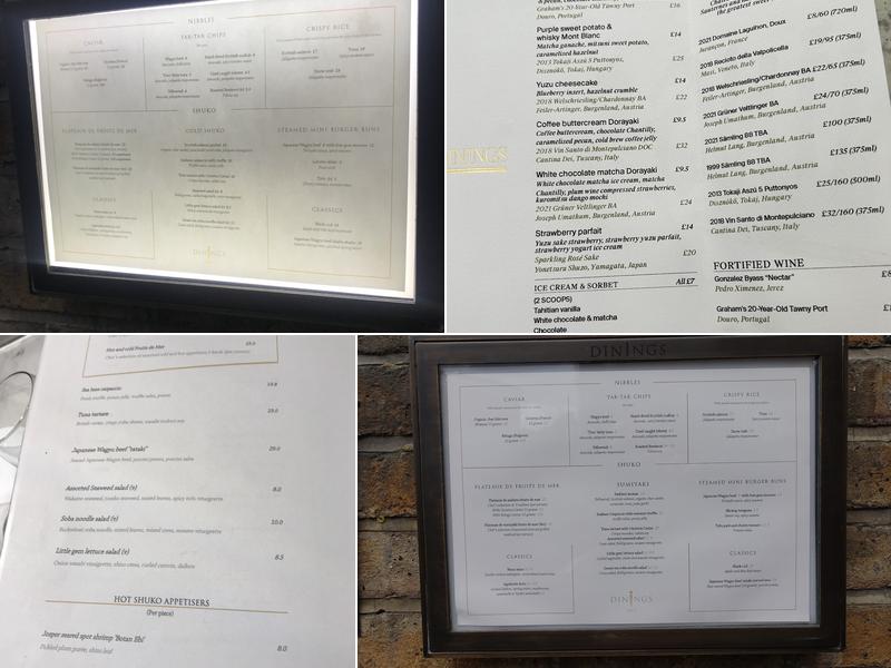 Dinings SW3 Menu