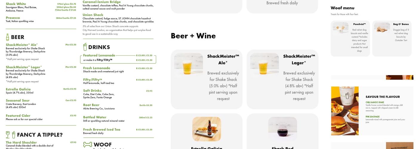 Shake Shack Mansion House Menu