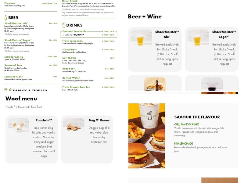 Shake Shack Mansion House Menu