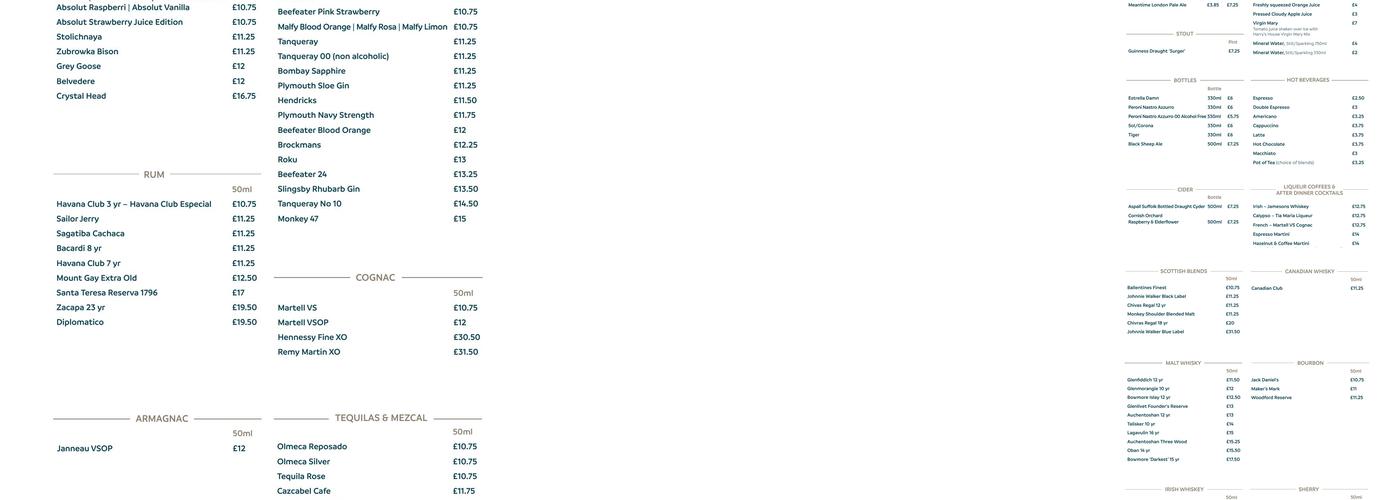 Harry's Bar & Dining Room Menu