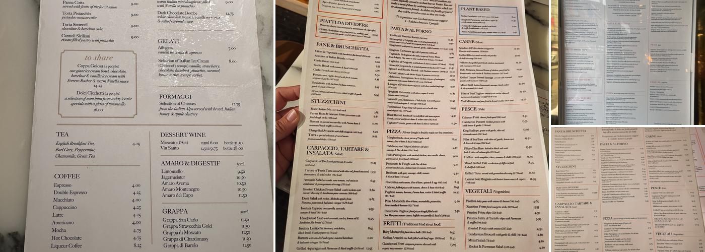 Cicchetti Piccadilly Menu