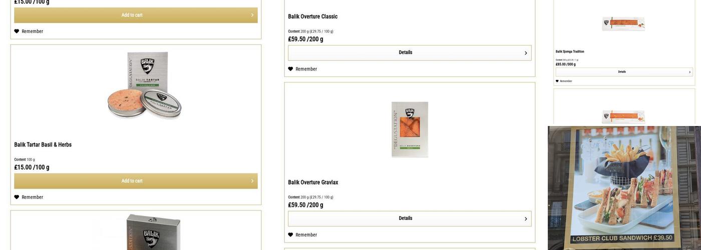 Caviar House & Prunier Piccadilly Menu