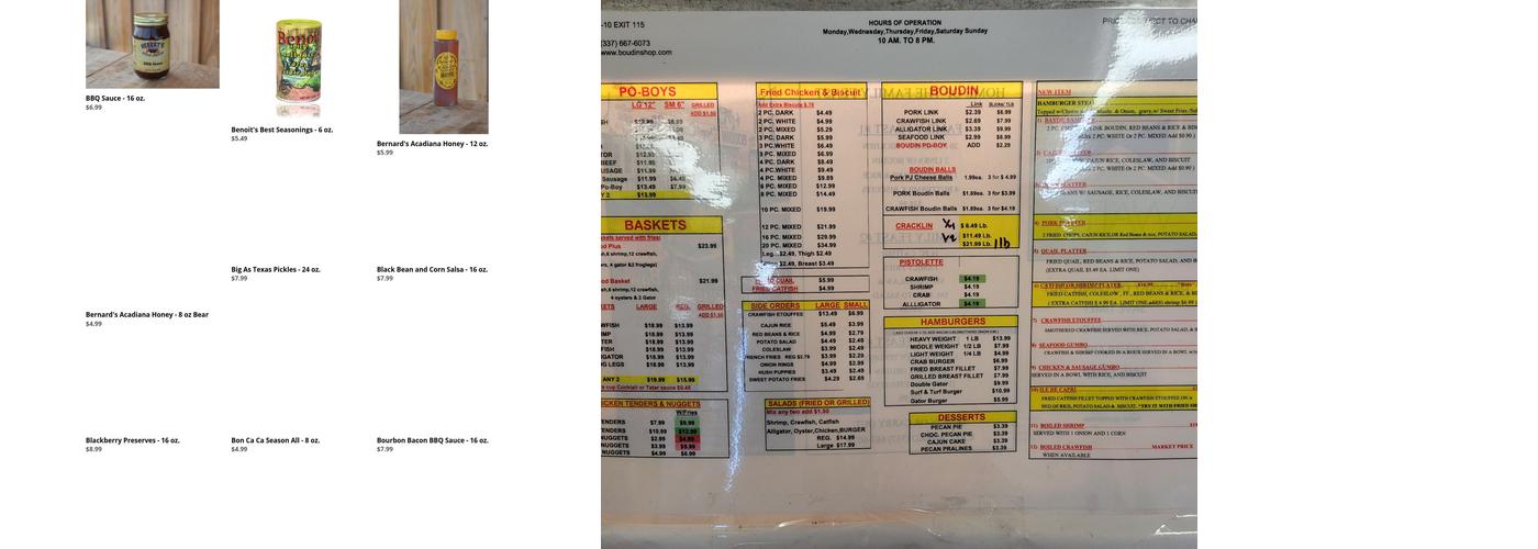 Hebert's Boudin & Cracklins Menu