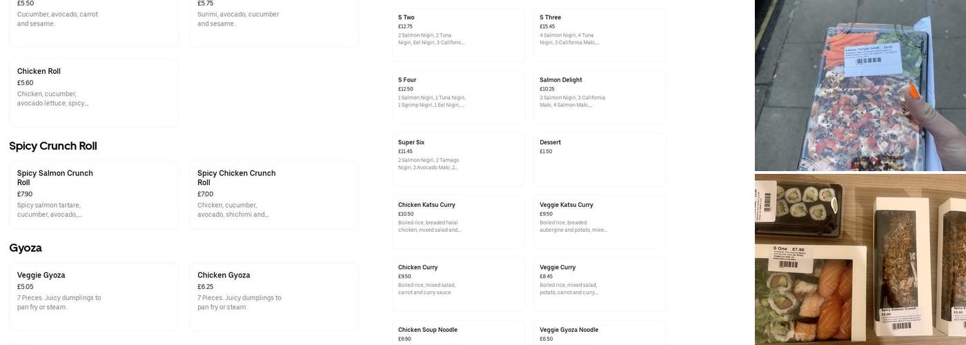 Sohishi sushi & bento Menu