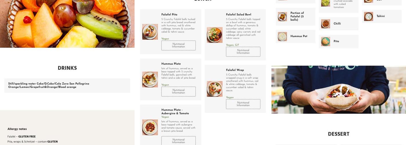 Garbanzos Falafel, Hummus & Salad Bar (Fleet Street) Menu