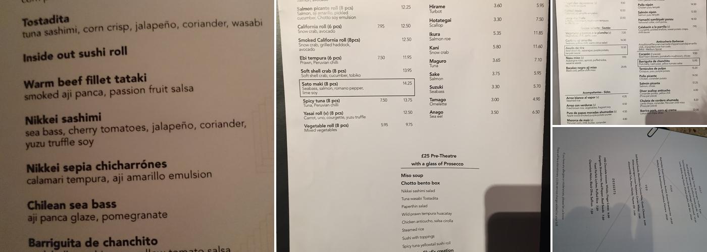 Chotto Matte Soho Menu