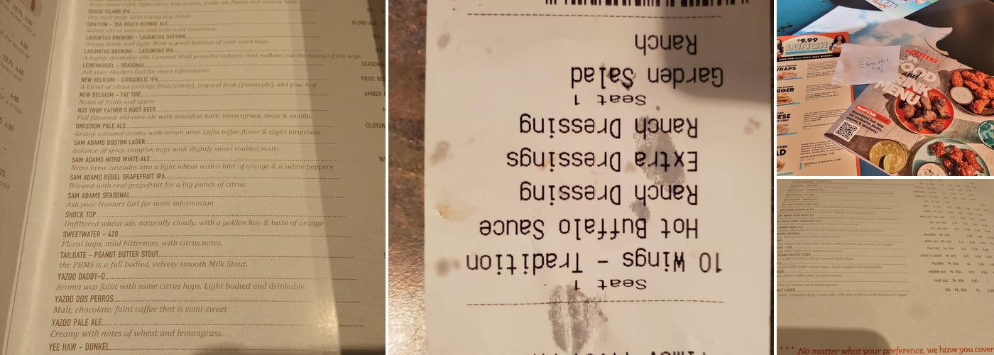 Hooters Menu