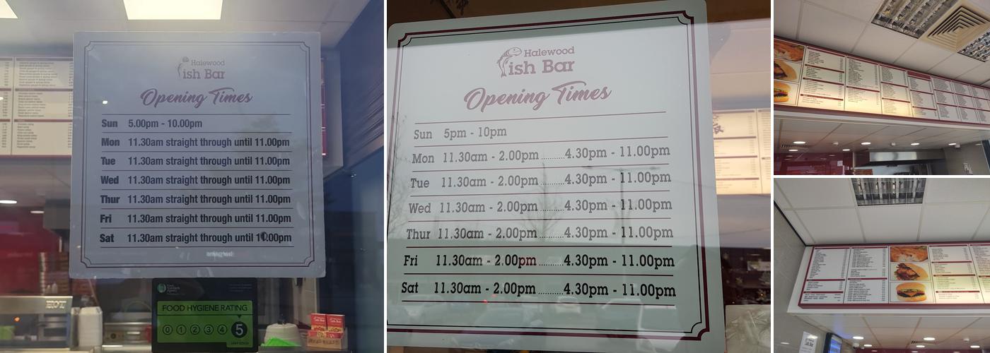 Halewood Fish Bar Menu